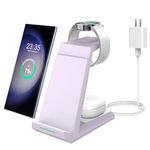 Wireless Charger for Samsung - NANAMI 3 in 1 Charging Station for Multiple Devices, Fast Charger Stand Dock for Galaxy S24 S23 Ultra S22 S21 S20 Z Flip Fold 4, Galaxy Watch 5/5 Pro/4/3,Galaxy Buds Pro