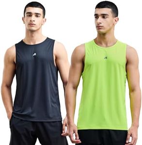 Boldfit Men's Regular Fit Vest (BFTBM1002SCOMBOXXL_Black/Neon XXL)