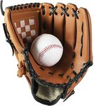 Wonninek Baseball Glove 12.5 inch Sports Batting Gloves with Baseball PU Leather Adjustable and Comfortable Right Hand Throw, Left Hand Glove (Brown, 12.5 inch)