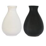 Mkd2 Rise Empty Ceramic Reed Diffuser Pot/Vase for Home Fragrance Set of 2 (Black & White) Bottle Type