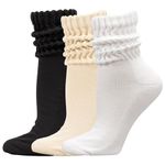 3 Pairs Slouchy Socks for Women,Stretchy Slouch Socks Women,Cotton Knit Scrunch Socks, Warm Winter Boot Socks Stacked Socks (Cotton Blend, C)