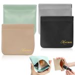 MAYCREATE 4Pcs Pocket Cosmetic Bag Small Pouches For Women Waterproof Pu Makeup Bags Travel Organizer For Coin Purse, Lipstick Headphones, Jewelry Accessories - No Zipper, Self-Closing, Assorted