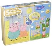 Peppa Pig 5 Wood Puzzles in Wooden 