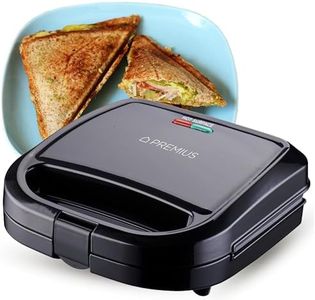 PREMIUS Ceramic NonStick Double Slice Sandwich Maker, Indicator Lights, Cool Touch Handle, Great for Grilled Cheese, French Toast, Tuna Melt, Egg & Cheese and Pancake Sandwich, Easy Clean (Black)