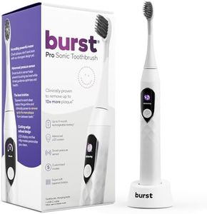 Burst Pro Sonic Toothbrush for Adults - Advanced Electric Toothbrush with Soft Bristles, 33,000 Vibrations, Long-Lasting Battery, and Multiple Brushing Modes - White