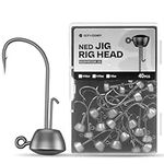 Ned Rig Jig Heads, 40 Pack Finesse Mushroom Jig Hooks Kit for Bass Fishing Mixed Weight