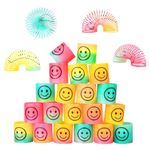 flintronic 24Pcs Rainbow Spring Toy, Spring Party Bag Fillers Rainbow Mini Smile Toys, Smile Rainbow Games Springy Party Favour for Kids Boys Girls Party Gift Prizes