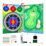 Golf Chipping Game Mat Set with Golf Club, 6x4 Ft Sticky Pro Mat, 2 Sides Sticky Golf Mat, Golf Hitting Mat Practice Indoor Outdoor Games for Adults Family Kids Backyard Yard Party Game