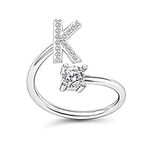 Silver Initial K Letter Ring for Wo