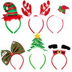 Whaline Christmas Headbands, Reindeer Antler Xmas Tree Head Hat Toppers Costume Headbands for Christmas Holiday Parties, Annual Holiday, Photos Booth (6 Pack)