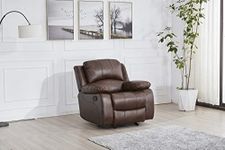 Betsy Furniture Bonded Leather Reclining Sofa Loveseat Glider Chair in Multiple Colors, 8018 (Brown, Glider Chair)