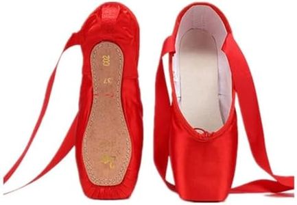 Nexete Professional Vanassa Ballet Dancing Pointe Shoes for Girl & Women (EU 42/9.5 US Women Size, Red)