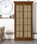 The Attic Oregon Bookshelf with Cane|Multipurpose for Living Room Bed Room Study Kitchen|Solid Mango Wood|Honey Matte Finish