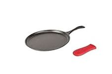 Lodge L9OG3ASHH41B Cast Iron Griddle and Hot Handle Holder, Black/Red