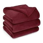 Bedsure Sherpa Fleece Throw Blanket King Size - Thick and Warm, Fluffy Microfiber Solid & Soft Bedspread for Bed and Couch Coverlet Sets, Red, 230x270cm