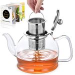 Glass Teapot, 800 ml Tea Pot, STNTUS Teapot, Glass Teapot with Infuser, Borosilicate Teapot with Infuser for Loose Tea, Teapot with Stainless Steel Strainer for Loose Tea, Teapot for 2-4 Cups