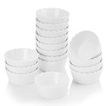 MALACASA 16 Piece 50ML Ramekins Small Porcelain White Dipping Bowls Creme Brulee Ramekins Soufflé Dishes Baking Dish Sauce Dish, Oven Safe, Ivory White