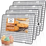 GDDGCUO Cooling Rack, 15.7" x 10" Baking Rack, Non-Stick Coating and Heavy Duty Wire Cookie Rack, Oven and Dishwasher Safe, Wire Rack for Cooling, Bacon and Cookie (4-Pack, Black)