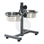 The Pets Company Dog Feeding Bowl with Adjustable Stand, Dog Elevated Diner with Stainless Steel Bowl Set, (Set of 2 Bowls with H-Stand), Extra Large