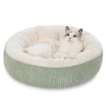 Bedfolks Donut Cat and Dog Bed,23 Inches Calming Round Dog Beds for Small Dogs,Washable Anti Anxiety Cuddler Puppy Bed with Non-Slip Bottom(Sage Green,Small)