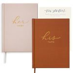 J&A Homes Hardcover Wedding His Hers Vow Books, Vows Starter Card Included - Elegant Gold Foil Perfect Gifts Wedding Day Her Officiant Book - Pocket Notebook Vow Renewal 5.5" x 3.9"