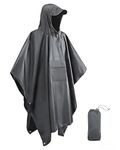 Victoper Waterproof Poncho Adult, Lightweight Reusable Raincoat for Outdoor Hiking Camping Cycling Traveling with Emergency Grommet Corners Grey
