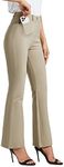 Willit 28" Women's Yoga Dress Pants Bootcut Work Slacks Stretch Office with Belt Loops 4 Pockets Petite Light Khaki S