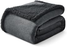 Bedsure Waterproof Dog Blankets for Small Dogs - Small Cat Blanket Washable for Couch Protection, Sherpa Fleece Puppy Blanket, Soft Plush Reversible Throw Furniture Protector, 25"X35", Grey Black