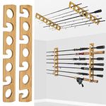 THKFISH Fishing Rod Racks Fishing Rod Holders for Garage Wood Fishing Pole Wall Rack Store 7 Fishing Rod Combos,1 Pair