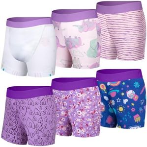 BIG ELEPHANT 6 Pack Toddler Potty Training Pants for Boys and Girls – 100% Cotton,Unisex Absorbent Boxer Style Rainbow