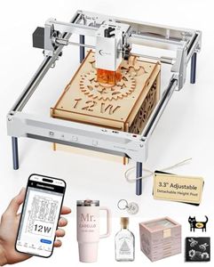 Laser Engraver 12W Laser Engraving Machine for Wood Metal Acrylic Glass Stone, DIY CNC Portable Laser Cutter 7.9" x 11.8" (Near A4) Offline Engraving Carverall K15 Pro Silvery, 12000mW, Class 1