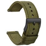 TStrap Nylon Watch Strap 20mm - Quick Release Watch Band Soft Green - Canvas Military Wtach Bands for Men Ladies – for Smart Watch Bracelet Replacement with Black Clasp - 18mm, 20mm, 22mm 24mm