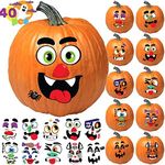 JOYIN Make 40 Faces Pumpkin Decorating Stickers with 18 Sticker Sheets in 12 Different Designs and Sizes Halloween Party Supplies Trick or Treat Party Favors