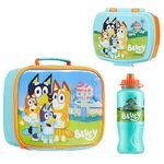 Bluey Lunch Box 3 Piece Set with Insulated Lunch Bag Snack Box BPA Free 430ml Water Bottle - for Preschool Nursery Travel or Day Trips - Kids Lunch Box Set