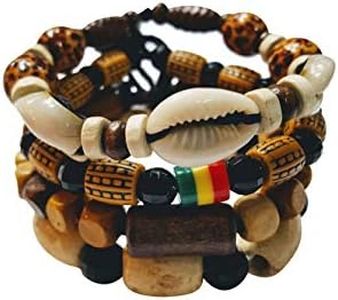 Novarena 1-24 Pcs Bracelets and Necklaces for Men Women Beaded Bracelets Multi Layer Stackable Ethnic Tribal African Traditional (4 Pcs Bracelets Set - Style A)