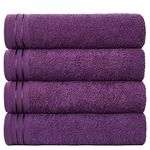 GC GAVENO CAVAILIA 500 GSM Bath Towels Set of 4 Extra Large | Quick Dry & Highly Absorbent Egyptian Cotton Towel Sets Purple Bath Sheet 75x135 CM | Big Large Towels Bath Sheets Sets For Bathroom