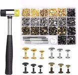 TLKKUE 240 Set Rivets for Leather 3 Sizes Double Cap Rivets Tubular 4 Colors Leather Rivets with Rubber Hammer Fixing Tool Kit 4 Piece for DIY Leather Craft Clothes Shoes Decoration and Repair