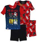 Lego Star Wars Boys 2fer 4 piece Cotton Pajamas Set (8, Black/Red)