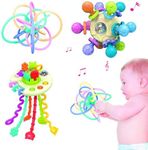 DONGTOIZ Baby Toys, Montessori Toys for Babies, Baby Sensory Teething Toys, Silicone Pull String Activity Toy for Toddlers, Learning Education Toys Gifts for Infant Baby