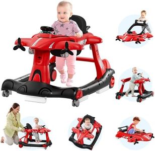Xilingol 6-in-1 Baby Walker with Adjustable Speed Wheels, Adjustable Height Activity Walker with Padded Seat, Foldable Walker for Babies 6-12 Months, Toddler Push Walker for Boy & Girl 12-18 Months