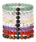 Hot And Bold Natural Stone Beads Bracelets Set Combo. Reiki & Feng Shui Healing Benefits, Certified Positive Energy Jewelry For Unisex Adult