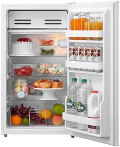 COMFEE' RCD93WH2(E) Under Counter Fridge, 93L Freestanding Refrigerator with Cooler Box, Adjustable Thermostat, Reversible Door, Removable Glass Shelves, Interior Light, White