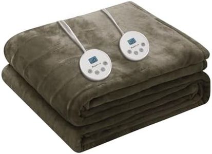 Wapaneus Heated Blanket Electric Queen Size 84"x90"-Dual Control with 10 Heat Levels 12 Timer Settings and 8 Hours Auto-Shut Off,Fast-Heating Electric Blanket,ETL Listed Machine Washable,Dark Brown
