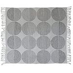 Bloomingville Woven Cotton Jacquard Blanket with Circles and Fringe, Grey and Cream Throws, 60" L x 50" W x 0" H, Grey & Cream