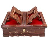 Aayat Enterprises Wooden Decor Holy Book Stand Box For Reading Quran, Geeta, Guru Granth Sahib, Bibil (Brown, 34 X 25 X 10 Cm)