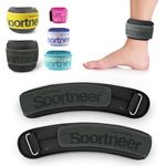 Sportneer Ankle Weights 0.5/1/2/3/5 LBS 1 Pair Wrist Leg Arm Weights for Women Men Kids Child with Adjustable Straps, Strength Weighted for Jogging Running Walking Fitness Gym Workout (Black, 2 lbs x2)