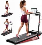 RHYTHM FUN Incline Treadmill with Desk, Folding Walking Pad with Handle Bar
