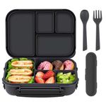 Amathley Lunch Box Kids,Bento Box Adult Lunch Box,Leakproof Lunch Containers for Adults/Kids/Toddler,1200ML-4 Compartments bento Lunch box with Utensil,Microwave & Dishwasher (Dark Gray)