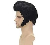 Topcosplay Men Wigs Black Short Male Cosplay Halloween Costumes Wig Fluffy Synthetic Wig