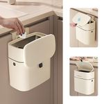 KITASST Hanging Trash Can 2.4 Gallon Kitchen Compost Bin for Countertop or Under Sink, Hanging Small Trash Can with Lid, Garbage Can for Kitchen, Cupboard, Bathroom, Bedroom, Office, Camping